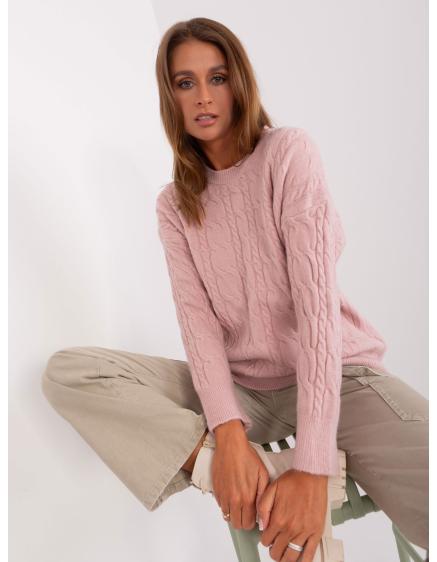 Dámsky sveter s károvaným vzorom BRADA svetloružový