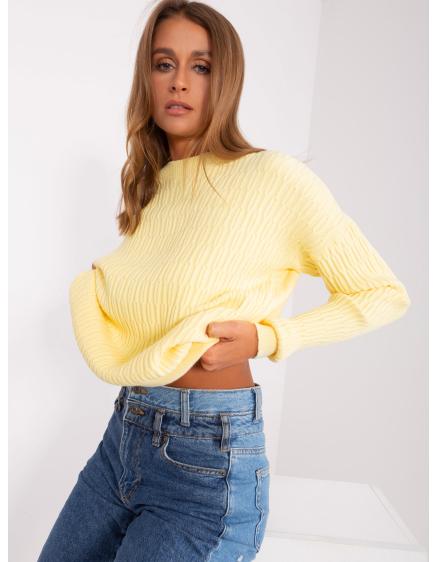 Dámský svetr se vzory DUDLEY světle žlutý