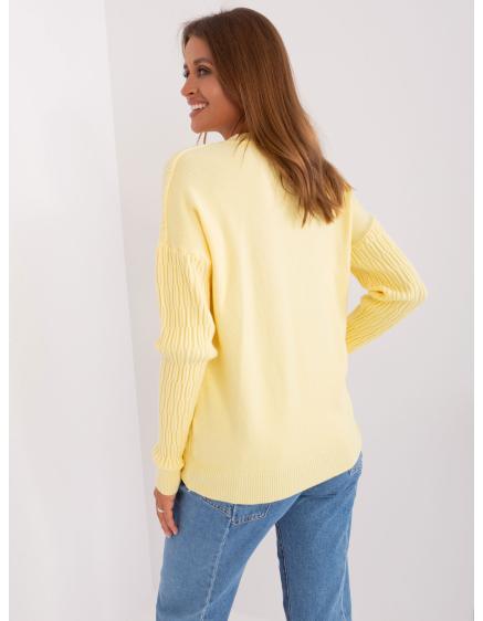 Dámský svetr se vzory DUDLEY světle žlutý