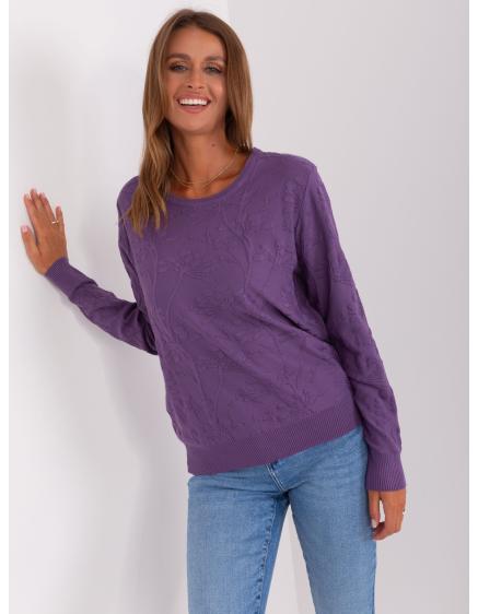 Női kerek nyakú pulóver PALLU lila