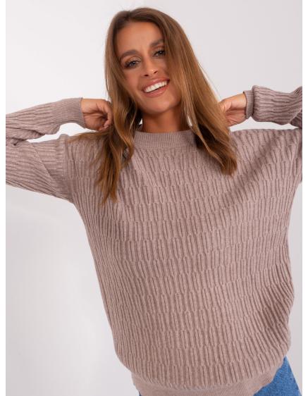 Dámský svetr se vzory FOREA tmavě béžový