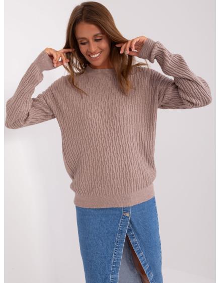 Dámský svetr se vzory FOREA tmavě béžový