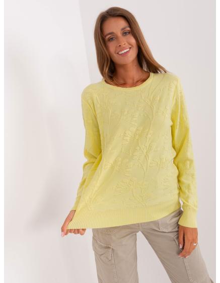 Női bordás mandzsettás pulóver ROLY sárga