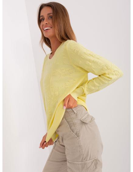 Női bordás mandzsettás pulóver ROLY sárga