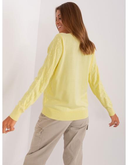 Női bordás mandzsettás pulóver ROLY sárga