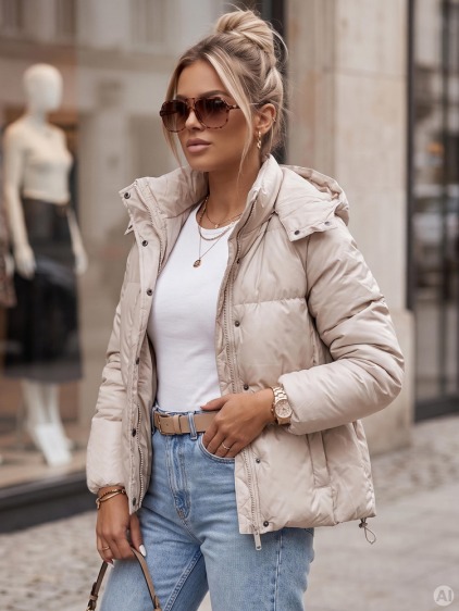 Dámská koženková bunda COLLAR béžová