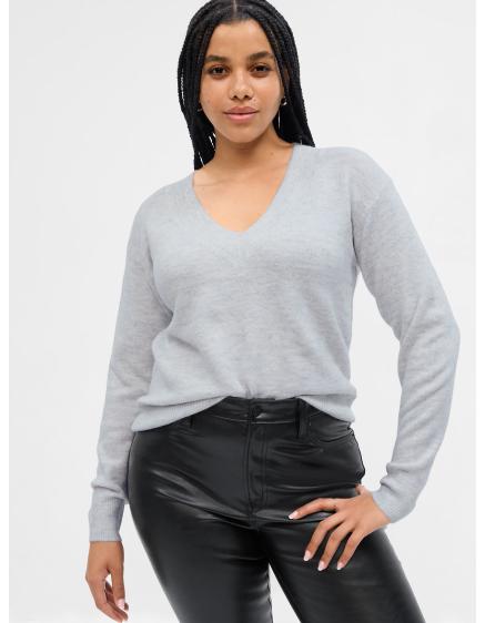 Kötött V-nyakú pulóver