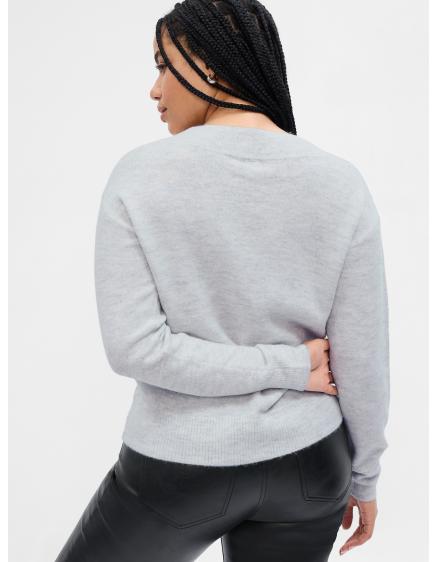 Kötött V-nyakú pulóver