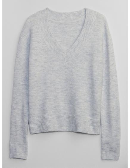 Kötött V-nyakú pulóver