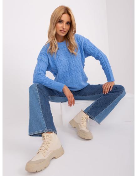 Dámský svetr s náplety AYDEN modrý 