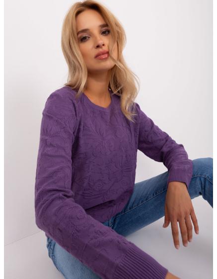 Női bordázott szegélyű pulóver CARIG lila