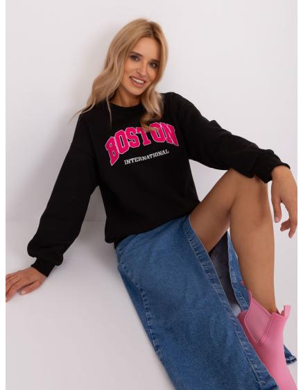 Női kapucnis pulóver felirattal RAMONA fekete