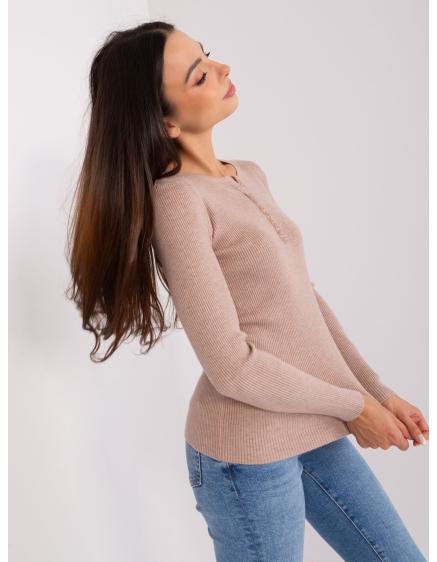 Dámsky sveter s vypasovaným strihom EISY tmavobéžový