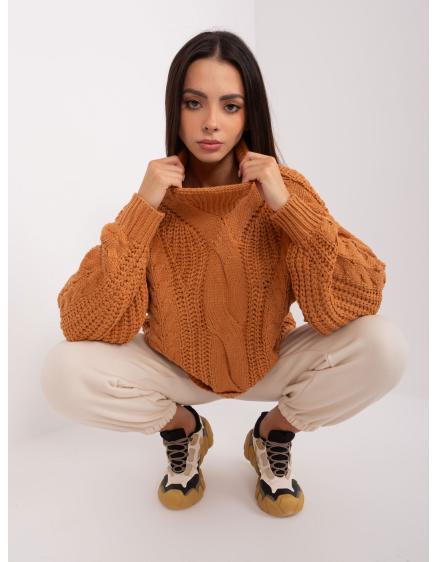 Női plus size kockás pulóver FYTHA világosbarna