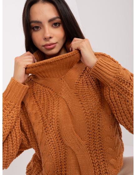 Női plus size kockás pulóver FYTHA világosbarna