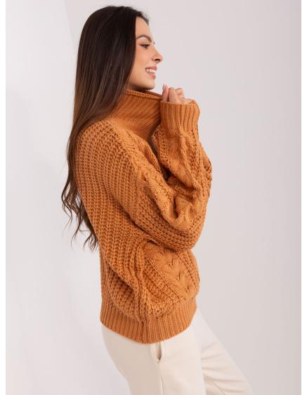 Női plus size kockás pulóver FYTHA világosbarna