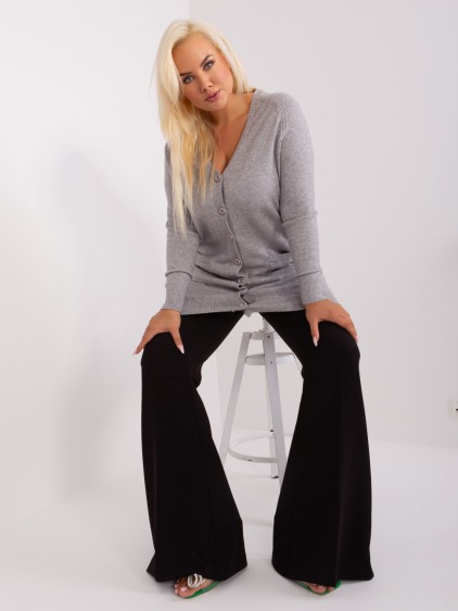 Dámsky plus size viskózový sveter so šálom AHATA sivá