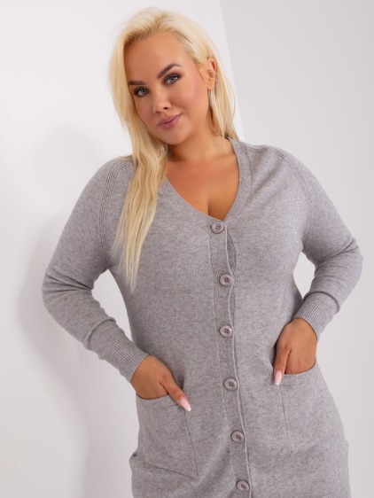 Dámsky plus size viskózový sveter so šálom AHATA sivá – fotografie produktu 2