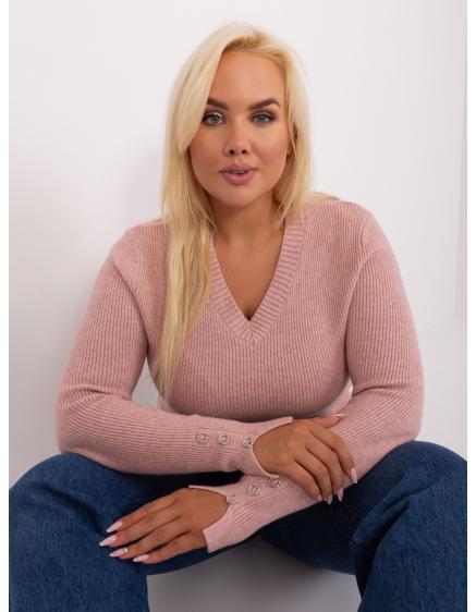 Dámský svetr s viskózou plus size NOUGA světle růžový 