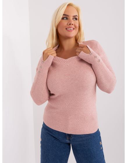 Dámský svetr s viskózou plus size NOUGA světle růžový 
