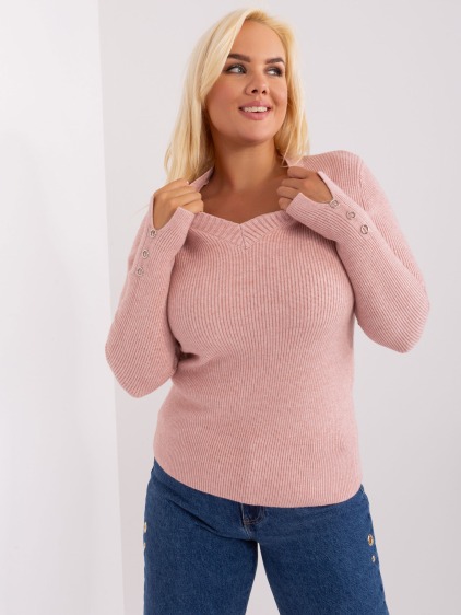 Dámsky plus size viskózový sveter NOUGA svetloružový – fotografie produktu 3
