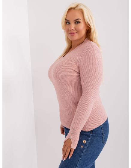 Dámský svetr s viskózou plus size NOUGA světle růžový 