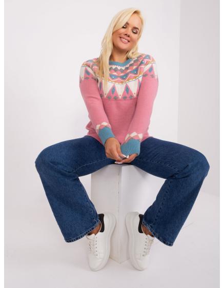 Dámsky plus size sveter UENA ružový