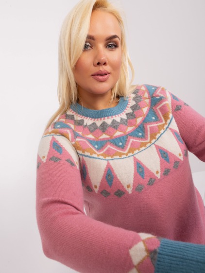 Dámsky plus size sveter UENA ružový – fotografie produktu 2