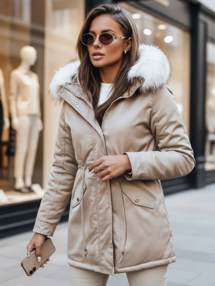 Női téli parka dzseki VIXEN bézs