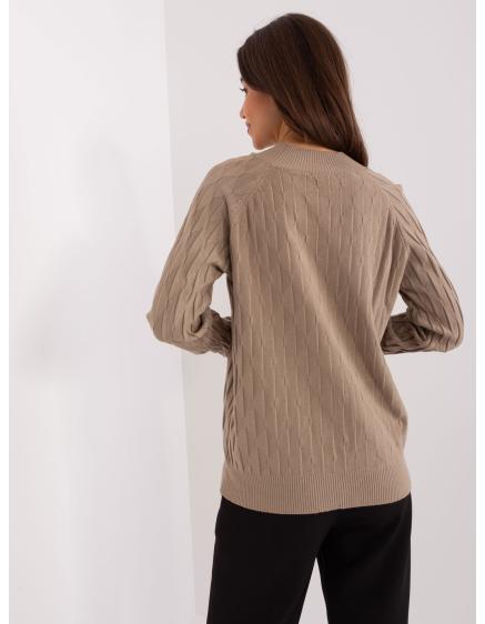 Dámský svetr se vzorem LAER tmavě béžovým