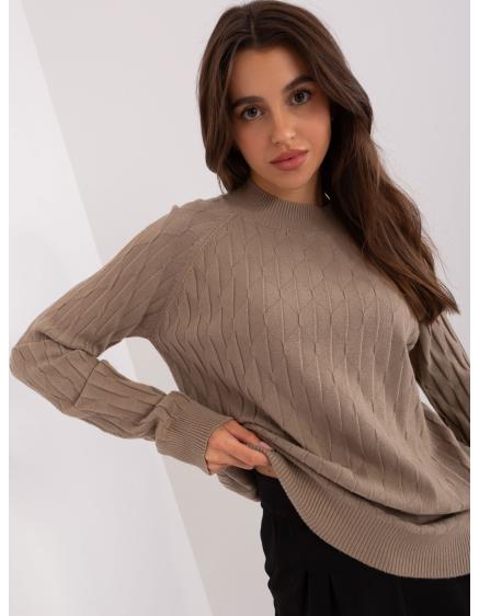 Dámský svetr se vzorem LAER tmavě béžovým