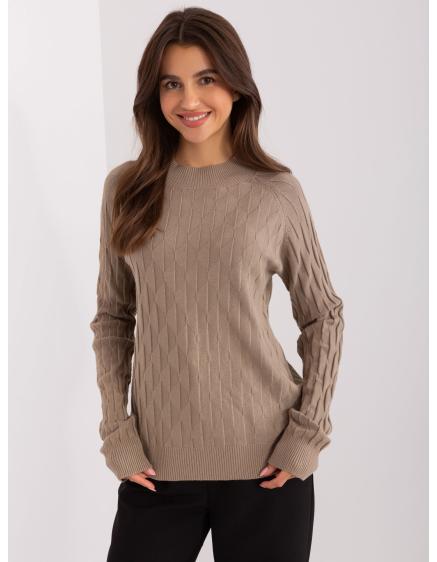 Dámský svetr se vzorem LAER tmavě béžovým