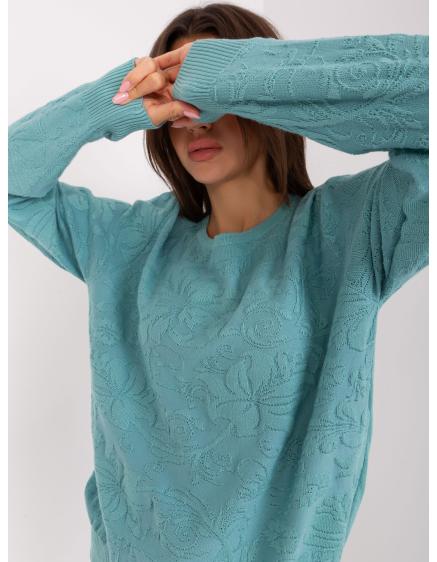 Női hosszú ujjú pulóver menta zöld