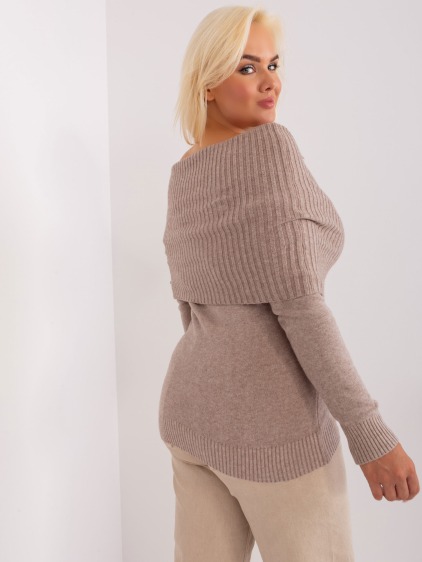 Dámsky plus size viskózový sveter LYEK tmavobéžový – fotografie produktu 5