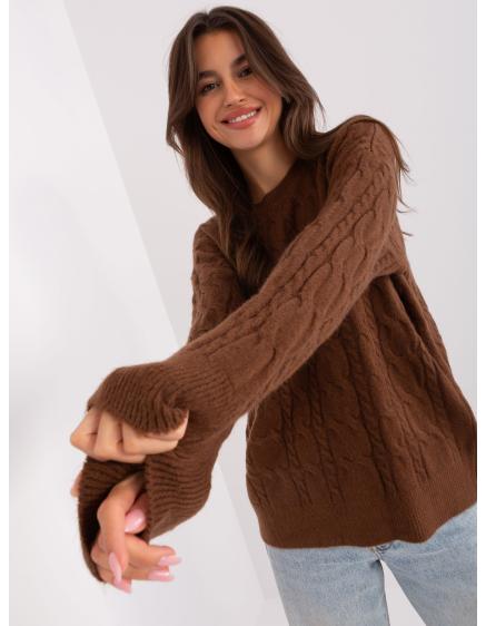 Női kardigán bordázott szegéllyel YCERU barna