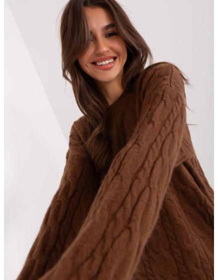 Női kardigán bordázott szegéllyel YCERU barna