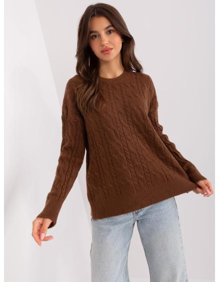 Női kardigán bordázott szegéllyel YCERU barna
