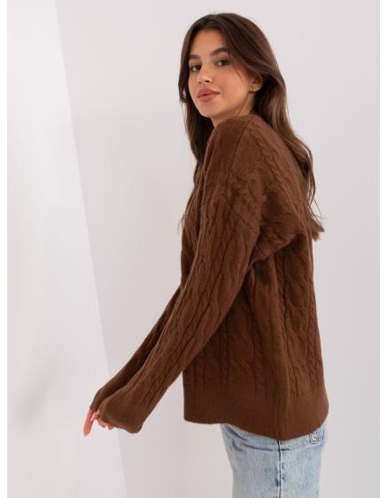 Női kardigán bordázott szegéllyel YCERU barna