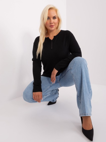 Dámsky plus size viskózový sveter NIALDA čierny