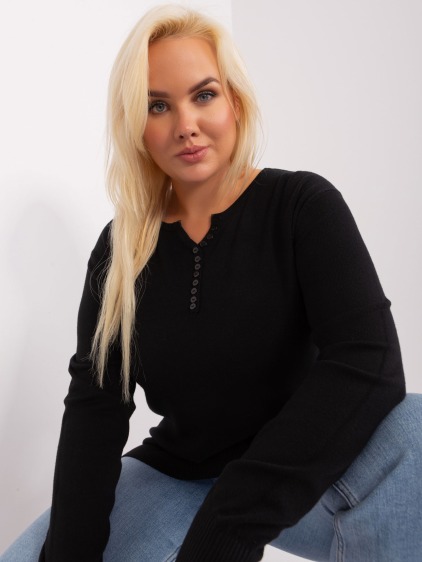 Dámsky plus size viskózový sveter NIALDA čierny – fotografie produktu 2