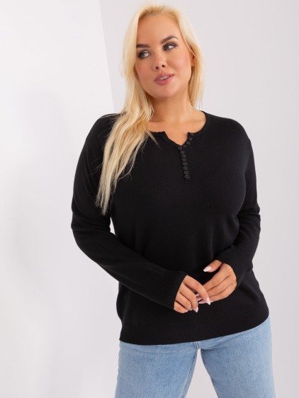 Dámsky plus size viskózový sveter NIALDA čierny – fotografie produktu 5