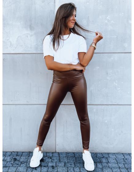 Dámske voskované legíny JEWELS hnedé