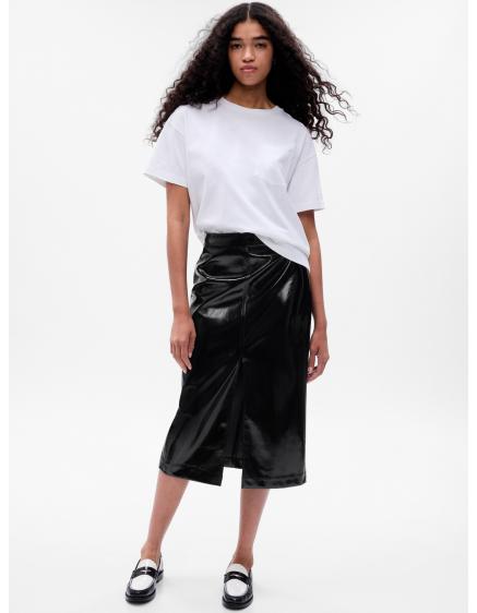 Midi szoknya műbőrből