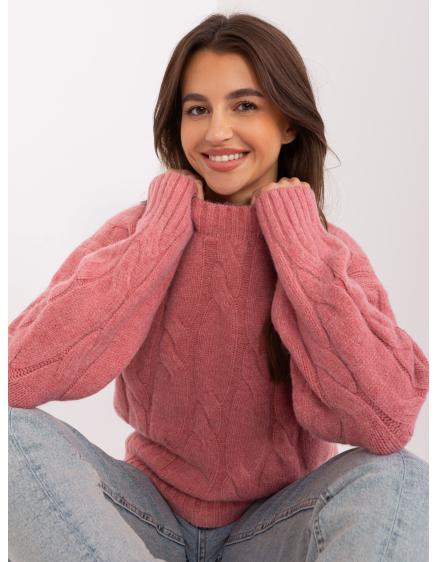 Női kockás pulóver BIVA rózsaszínű