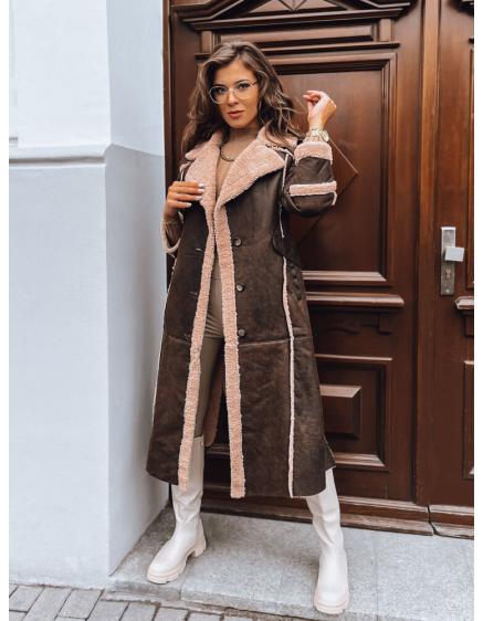 Dámsky kabát z ovčej kože ODYSSEY tmavohnedý