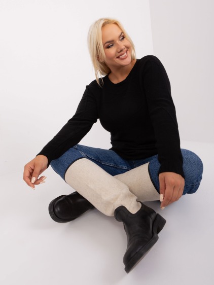 Dámský svetr s viskózou asymetrický plus size TINU černý 