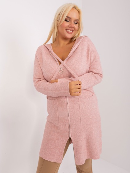 Dámský svetr s viskózou plus size RANAK světle růžový 