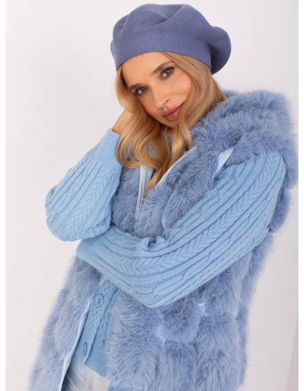 Dámský baret s kašmírem a bavlnou OLDECHI šedomodrý