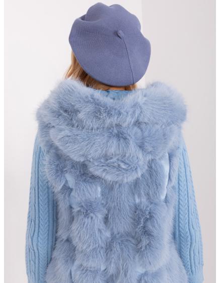 Dámský baret s kašmírem a bavlnou OLDECHI šedomodrý