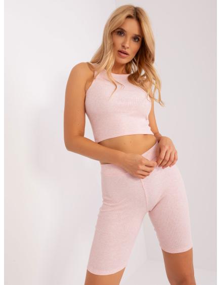 Női szett laza pulóverrel THERUST világos rózsaszínű